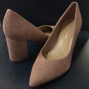 Marc Fisher light pink suede block heels